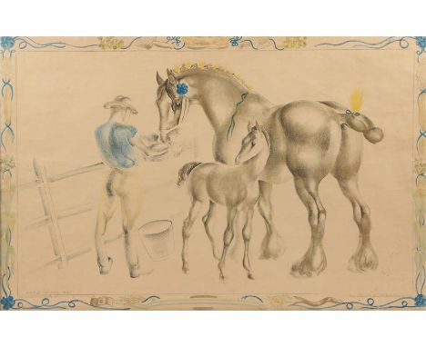 John Skeaping, RA (1901-1980), Mare and Foal, Lithograph dated 1945, Printed in England at the Banyard Press for School Print