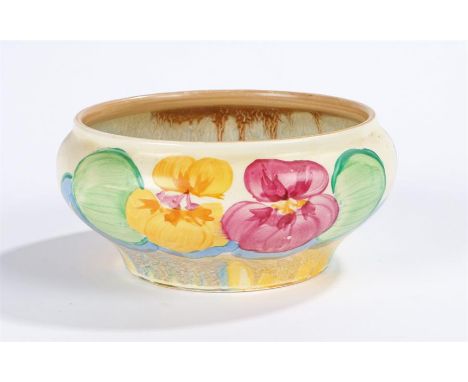 Clarice Cliff Bizarre bowl, the exterior with polychrome floral decoration, 13cm diameter