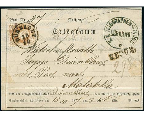 Telegrams, Telegraph & Telephone Stamps - The Professor Shaul Ladany Collection, Part IIAustria1867, light brown, intact perf