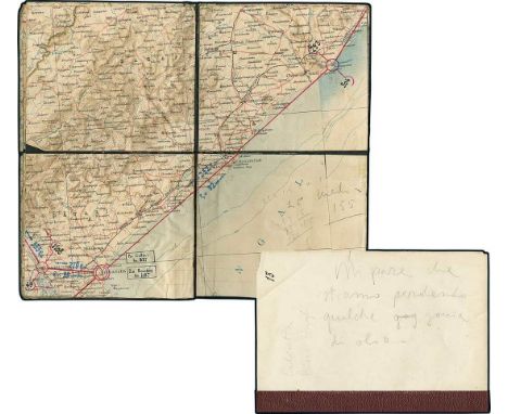 Francesco De PinedoEccezionale e straordinaria carta di navigazione originale relativa al raid di 55.000 chilometri del 1925 