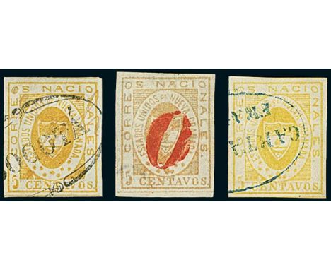 Latin AmericaColombia1861, 5c. yellow-buff and lemon, group of nine used examples, with predominantly large margins, includin