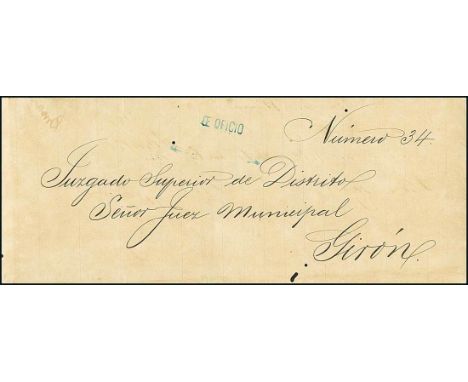 Latin AmericaColombia1863 ca., judicial wrapper to Girón, initially sent stampless with corresponding "De Oficio" straight-li