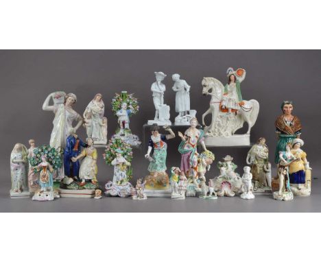 A large collection of 19th century and later ceramic figurines, British and Continental, including items from Staffordshire, 