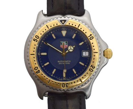 A stainless steel Tag Heuer automatic wristwatch, ref. WI2151-K0. The signed blue dial with baton markers, outer chapter ring