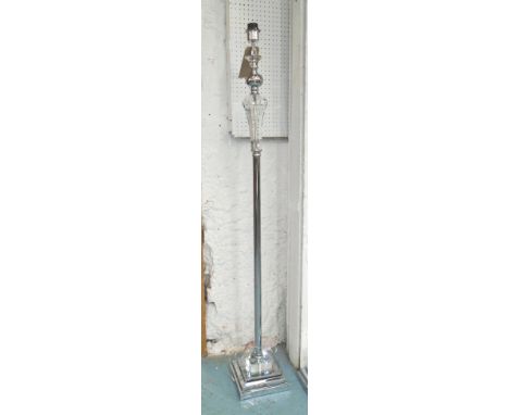 STANDARD LAMP, in chromed metal with crystal detail, 156cm H. 
