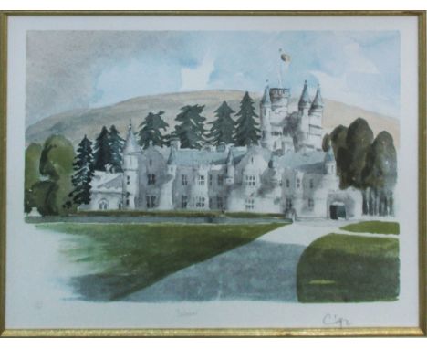 HRH THE PRINCE OF WALES, 'Balmoral', lithograph in colours, 35cm x 49cm, blindstamped and numbered 257/295, signed and framed