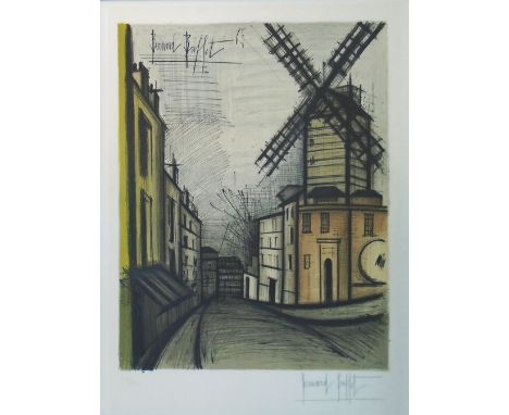 BERNARD BUFFET (French, 1928-1999), 'La moulin de la galette' original lithograph in colours, 1965, 146/300, 76cm x 54cm, sig