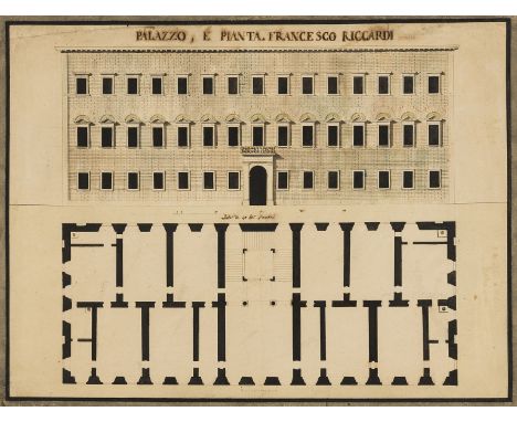 Florentine School (probably 18th century) Palazzo, e Pianta. Francesco Riccardi, plan and elevation, possibly a design for a 