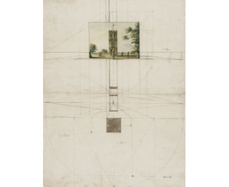 Kirby (Follower of John Joshua, 1716-1774) Perspective drawing of a tower, probably Clench's Tower, Ipswich, Suffolk, possibl