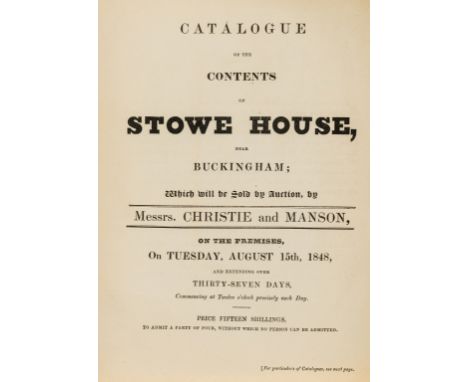 Stowe.- Temple-Nugent-Brydges-Chandos-Grenville (Richard, 2nd Duke of Buckingham) [Sale Catalogue] Catalogue of the Contents 