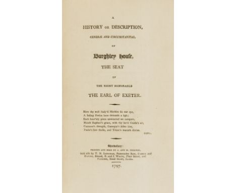 Burghley House.- Horn (John) A History or Description...of Burghley House, the seat of...the Earl of Exeter, first edition, e