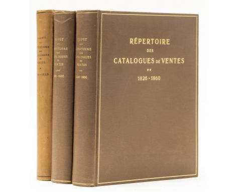 Lugt (Frits) Répertoire des Catalogues de Ventes Publiques, vol.1-3 only (of 4: 1600-1825; 1826-1860; 1861-1900, lacking vol.