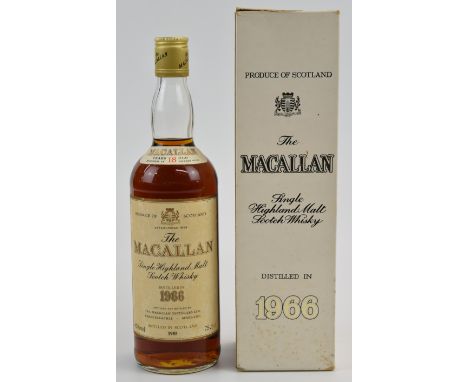 The Macallan 18 Years Old Single Highland Malt Scotch Whisky, 1966, 43% vol, 75cl, in original box. PLEASE NOTE ALL ALCOHOL &