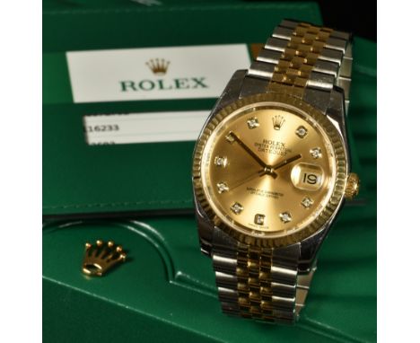 Rolex Oyster Perpetual Datejust gentleman's automatic wristwatch ref. 116233 with date aperture, luminous tipped gold hands, 