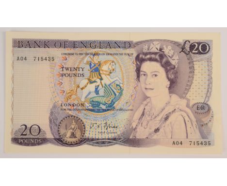 Bank of England J.S. Fforde A04 prefix Series D £20 banknote  