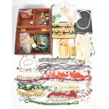 A collection of jewellery including glass beaded necklace, Napier necklace, filigree bracelet,