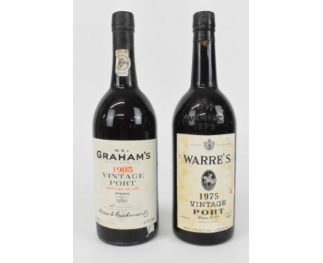 Two bottles of vintage Port comprising Warre's 1975 and Grahams 1985, both 75cl.PLEASE NOTE ALL ALCOHOL & TOBACCO ITEMS ARE S