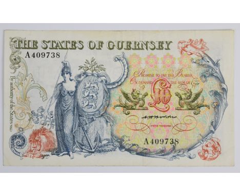 States of Guernsey undated (1975-80) £10 banknote signed W.H. Hodder, featuring Major-General Sir Isaac Brock KB and the Batt