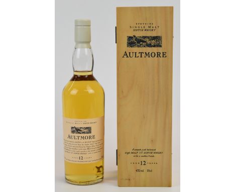 Aultmore 12 year old Speyside Single Malt Whisky, 43% vol, 70cl, in wooden presentation box. PLEASE NOTE ALL ALCOHOL & TOBACC