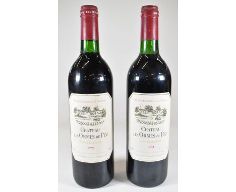 Two bottles of Chateau les Ormes de Pez Saint-Estephe 1991, 13% vol, 75cl. PLEASE NOTE ALL ALCOHOL & TOBACCO ITEMS ARE SUBJEC