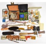 A collection of jewellery including gold plated Albert marked Geldine Reg, earrings including silver