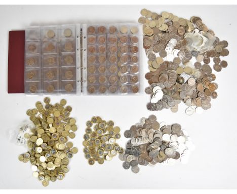 A large quantity of 50p and &pound;1 coins in album and bags, current sterling and collectables, 1st and 2nd issues coinage