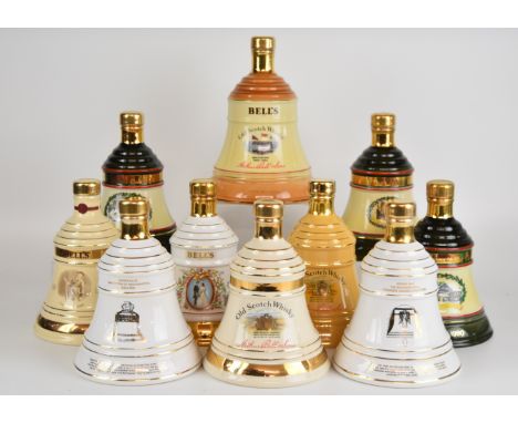 Ten Bell's Old Scotch Whisky celebration decanters, the majority 43% vol and 75cl. PLEASE NOTE ALL ALCOHOL & TOBACCO ITEMS AR
