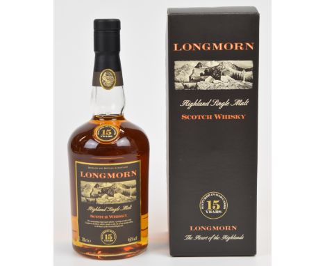 Longmorn Highland Single Malt Scotch Whisky 15 years oak cask matured, 70cl, 45% vol, in original box. PLEASE NOTE ALL ALCOHO