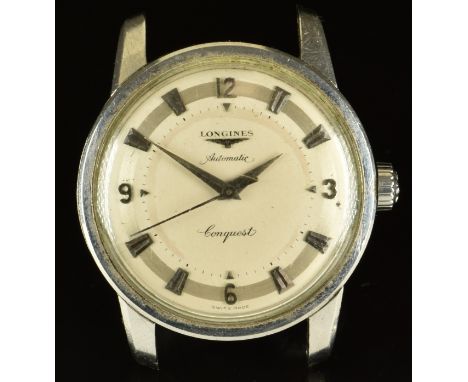 Longines Conquest gentleman's automatic wristwatch ref. 9000 with silver dauphine hands, bevelled hour markers, silver dial, 