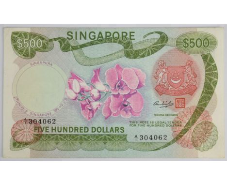 Singapore undated (1972) $500 banknote signed Hon Sen Sui, with red Type II seal   