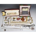 A collection of costume and silver jewellery including vintage brooch, cufflinks, rolled gold