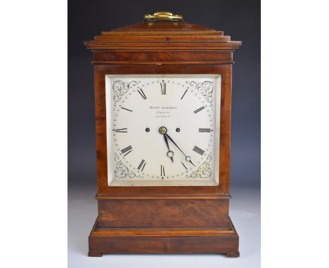 Henry Jefferys Fleet St. London Georgian repeating twin fusee bracket clock, in mahogany case with fish scale fretwork brass 