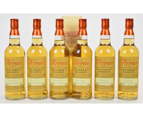 Six bottles of The Arran Malt Founder's Reserve Single Island Malt Scotch Whisky, 43% vol, 70cl, together with three boxes. P