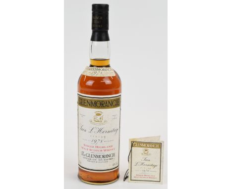 Glenmorangie Tain L'Hermitage Finish Single Highland Malt Scotch Whisky, 1978,  43% vol, 70cl. PLEASE NOTE ALL ALCOHOL & TOBA