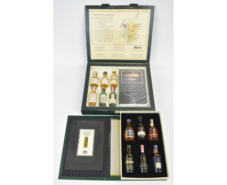 Eighteen Single Malt Scotch Whisky miniatures comprising two boxed sets containing Talisker, Lagavulin, Oban, Cragganmore, Da