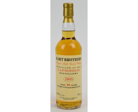 Laphroaig Distillery 26 year old Single Malt Scotch Whisky, 1968, bottled by Hart Brothers, 43% vol, 70cl. PLEASE NOTE ALL AL