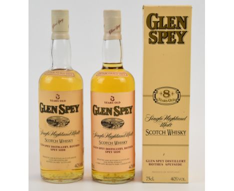Two bottles of Glen Spey 8 year old Single Highland Malt Scotch Whisky, 40%, 75cl, one in original box. PLEASE NOTE ALL ALCOH