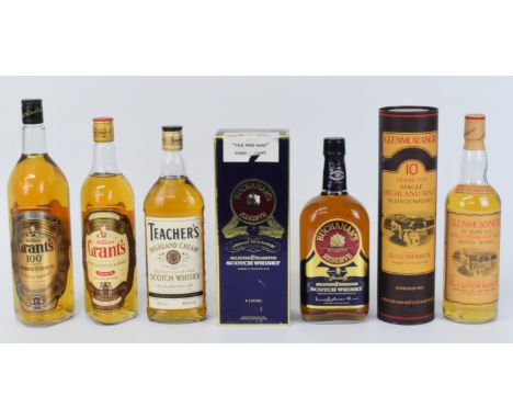 Five bottles of Scotch Whisky comprising Grant's Family Reserve 70cl 40% vol, Grant's Superior Strength 1L 50%, Teacher's Hig
