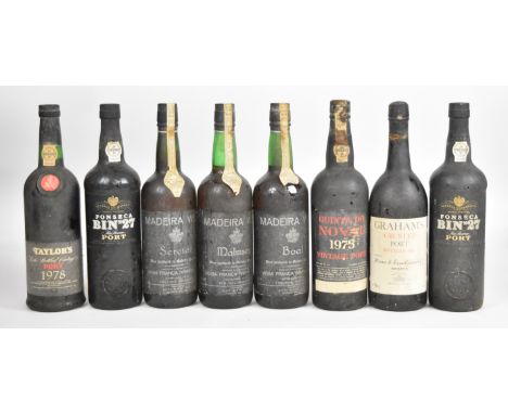 Eight bottles of vintage Port and Madeira to include Taylor's 1978, Graham's 1987 and Quinta do Noval 1975.PLEASE NOTE ALL AL