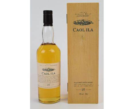 Caol Ila 15 year old Islay Single Malt Scotch Whisky, 43% vol, 70cl, in wooden presentation box. PLEASE NOTE ALL ALCOHOL & TO