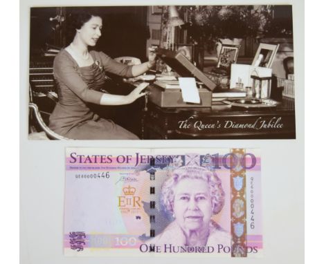 Jersey 2012 £100 banknote commemorating Queen Elizabeth II Diamond Jubilee  