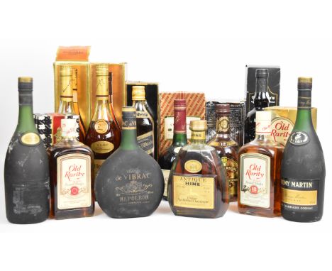 Twelve bottles of spirits and Port to include Hennessy Cognac, Marquis de Vibrac Napoleon Armagnac, Johnnie Walker Black Labe