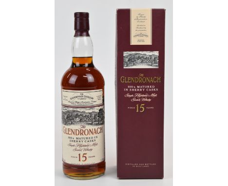 The Glendronach 15 year old Single Highland Malt Scotch Whisky, 40% vol, 1L, in original presentation box. PLEASE NOTE ALL AL