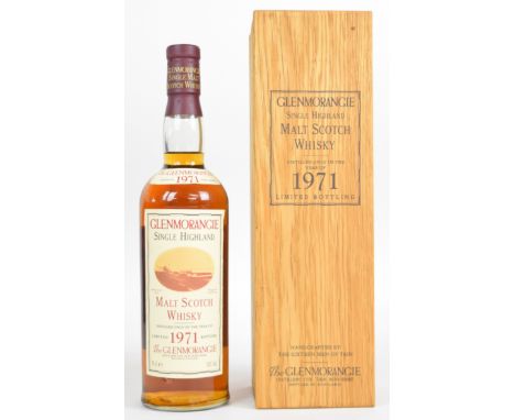 Glenmorangie Single Highland Single Highland Malt Scotch Whisky, 1971 limited bottling, 43% vol, 70cl, in wooden presentation