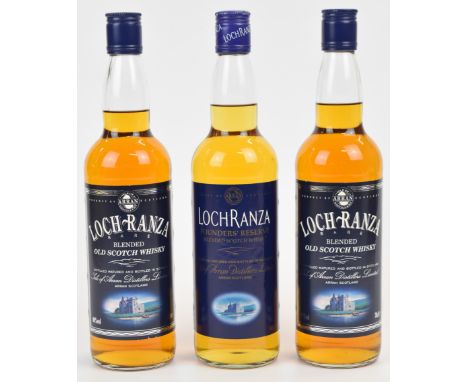 Three bottles of Arran Loch Ranza Blended Scotch Whisky, 40% vol, 70cl.PLEASE NOTE ALL ALCOHOL & TOBACCO ITEMS ARE SUBJECT TO