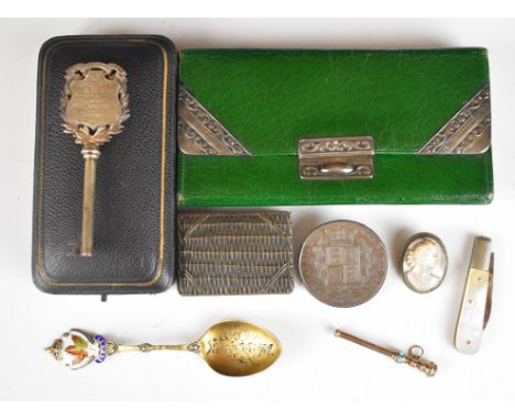 Cased Victorian hallmarked silver ceremonial key, commemorating the organ opening at Mountain Ash, November 1897, Victorian 1