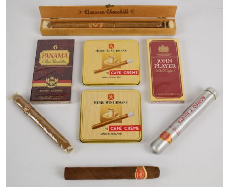 Cigars comprising single cased Claassen Churchill (19cm), Romeo u Julietta no2 in tube, King Edward, two Henri Wintermans Caf