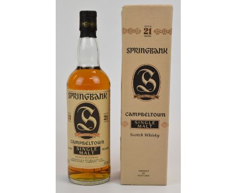 Springbank 21 year old Campbeltown Single Malt Scotch Whisky, 46% vol, 70cl, in original box. PLEASE NOTE ALL ALCOHOL & TOBAC