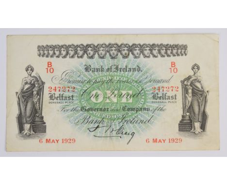 Northern Ireland Bank of Ireland (Belfast) 1929 £1 banknote signed J.H. Craig  