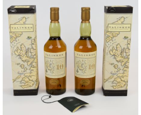 Two bottles of Talisker 10 year old Isle of Skye Single Malt Scotch Whisky, 45.8% vol, 70cl, both in original presentation bo